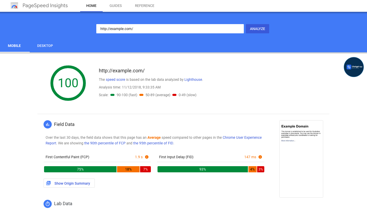 Google PageSpeed Insight