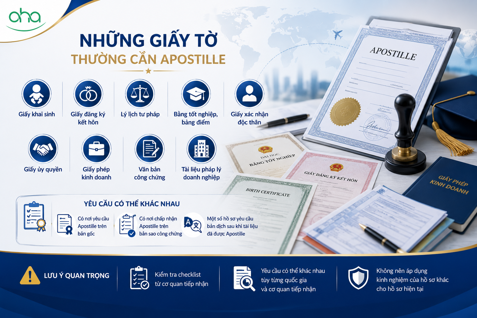 Những giấy tờ thường cần Apostille